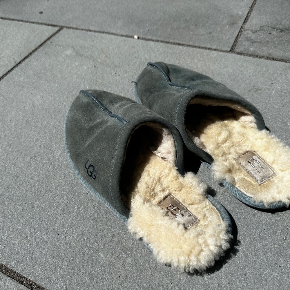 Ugg scuff slipper 8 slippers 39.5-40 9-9.5 green sheep shearling genuine men’s.